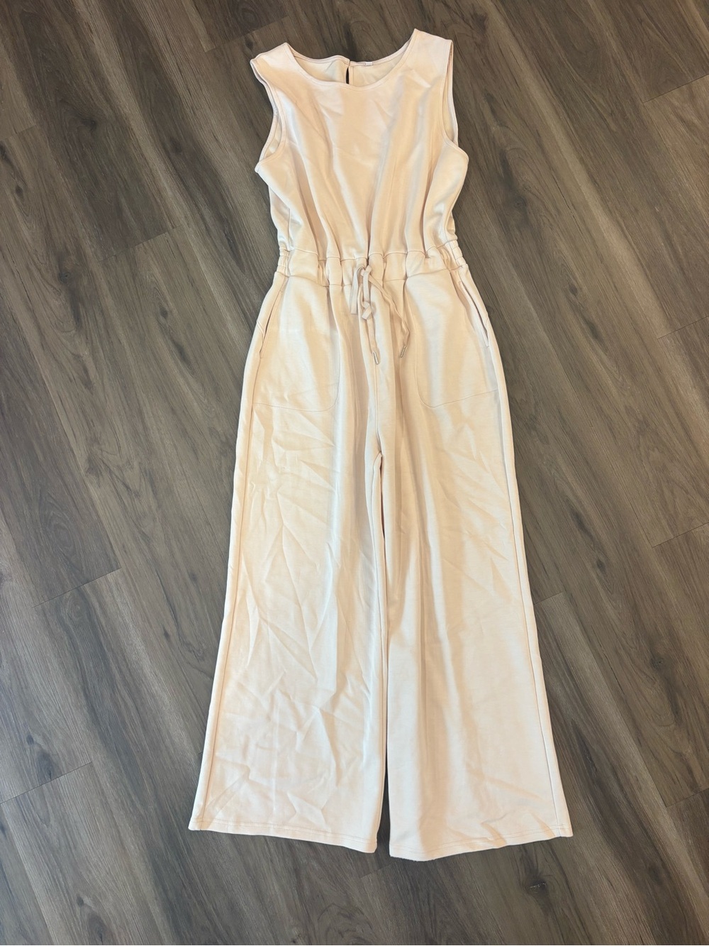 Source Unknown Sleeveless Wide-Leg Jumpsuit in Light Cream